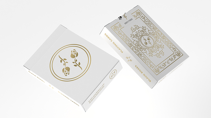 Black Roses White Gold Foil Playing Cards (Fully Marked)